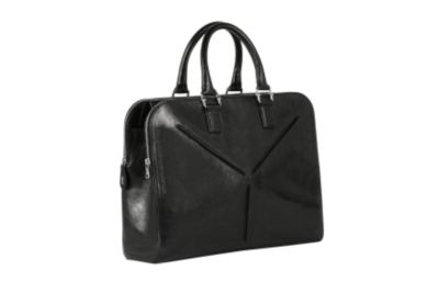 East West Briefcase in Black Leather